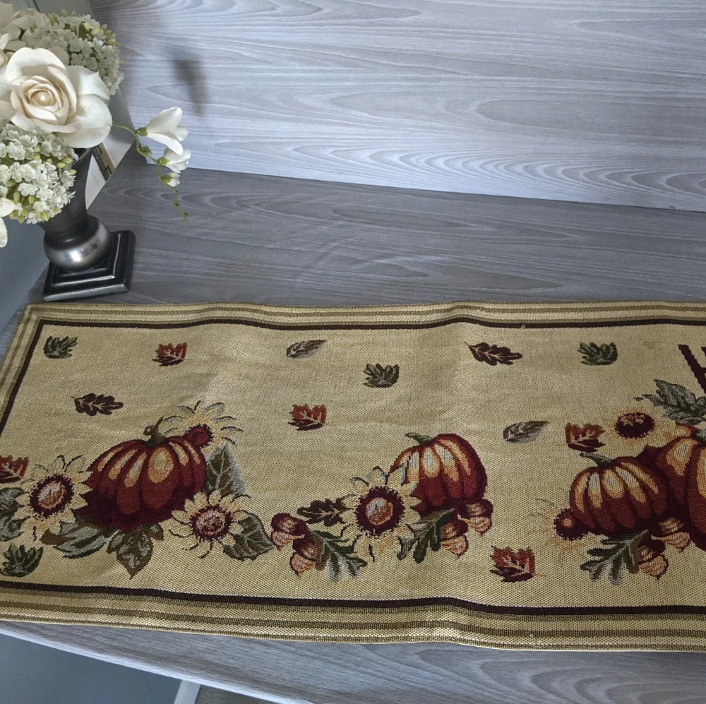 Harvest Happy Fall Tapestry Long Table Runner